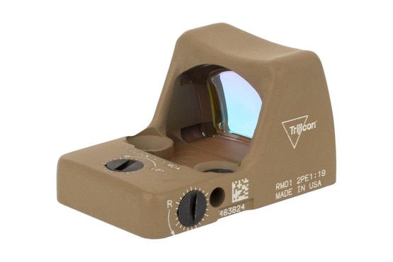 Trijicon flat dark earth 3.25 MOA adjustable RMR Type 2 reflex sight features repeatable 1 MOA click adjustments
